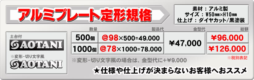 アルミプレート規格